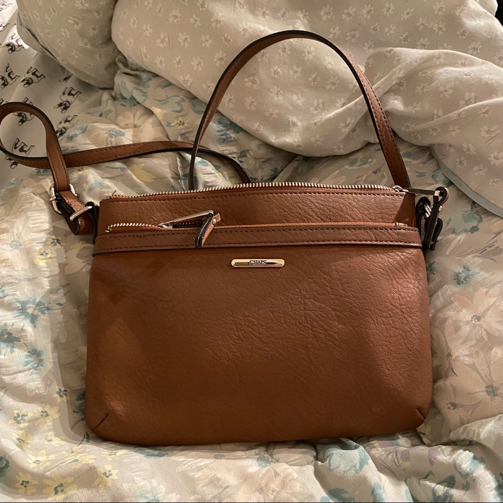 Chaps Faux Leather Cross-Body Bag